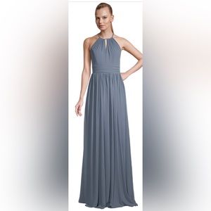 Bill Levkoff Slate Blue Halter A-Line Princess Dress Size 0 NWT